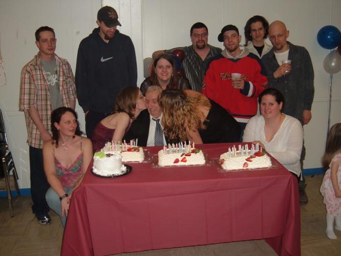 Grandpas 80th Birthday with his many grandchildren.3 Are is missing.